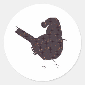 Funny fat Christmas bird with hat on ラウンドシール