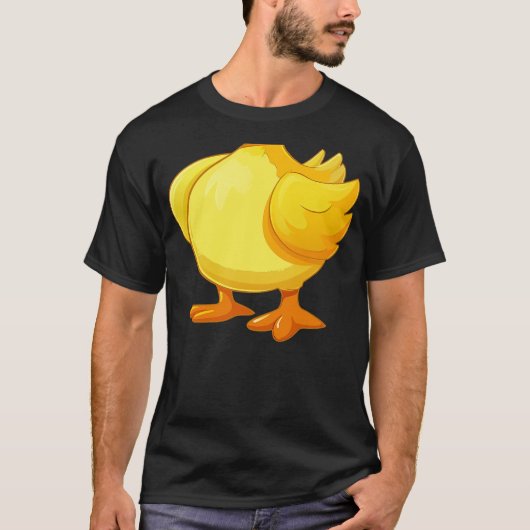 Funny fat cute yellow duck body costume, halloween tシャツ (正面)