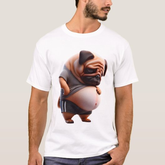 Funny Fat Pug Chonk Dog Chubby Pug Dog Lovers Tシャツ (正面)