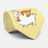 Funny Fat Unicorn Eating Pepperoni Pizza ネクタイ (ロール)