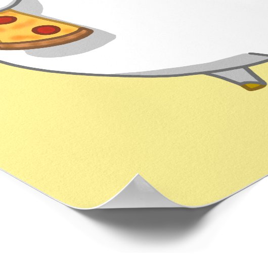 Funny Fat Unicorn Eating Pepperoni Pizza ポスター (角)