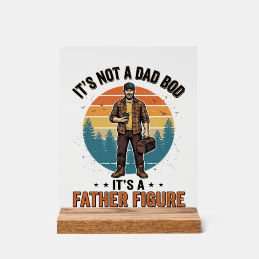 Funny Father Figure Vintage Dad Humor Shirt Design アクリルサイン (正面)