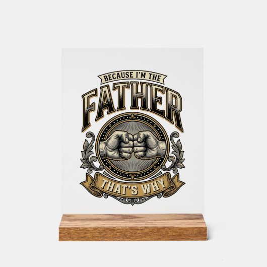 Funny Father Fist Bump Vintage Engraving Shirt Des アクリルサイン (正面)