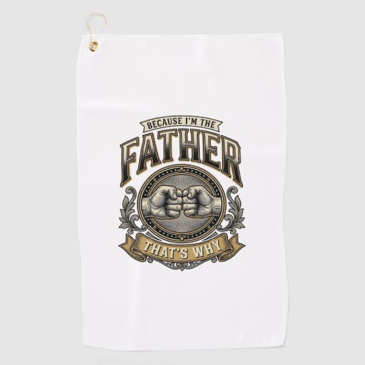 Funny Father Fist Bump Vintage Engraving Shirt Des ゴルフタオル (正面)