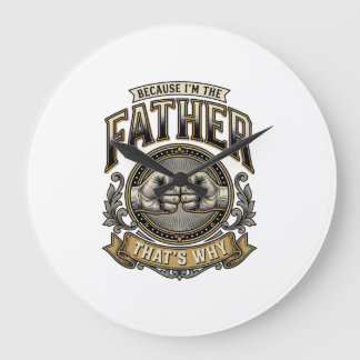 Funny Father Fist Bump Vintage Engraving Shirt Des ラージ壁時計