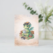 Funny Father's Day Dragon Dad Gift ポストカード (スタンド正面)