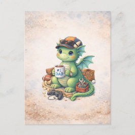 Funny Father's Day Dragon Dad Gift ポストカード