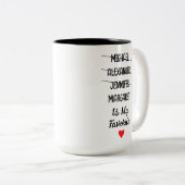Funny Favorite Child Mug with 4 Custom Names ツートーンマグカップ (正面右)