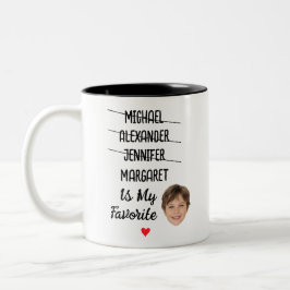 Funny Favorite Child Mug with 4 Names & Face Photo ツートーンマグカップ