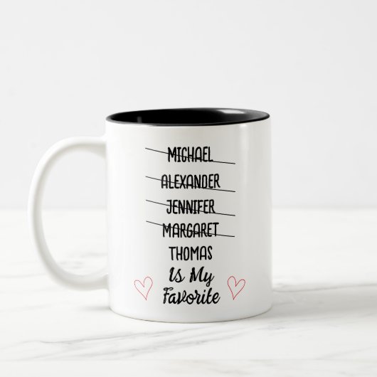 Funny Favorite Child Mug with 5 Names Custom Gift ツートーンマグカップ (左)