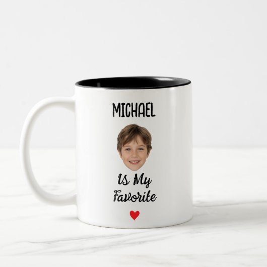 Funny Favorite Child Mug with Name & Face Photo ツートーンマグカップ (左)