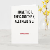 Funny Fck U Valentines Day Card カード (黄色い花)