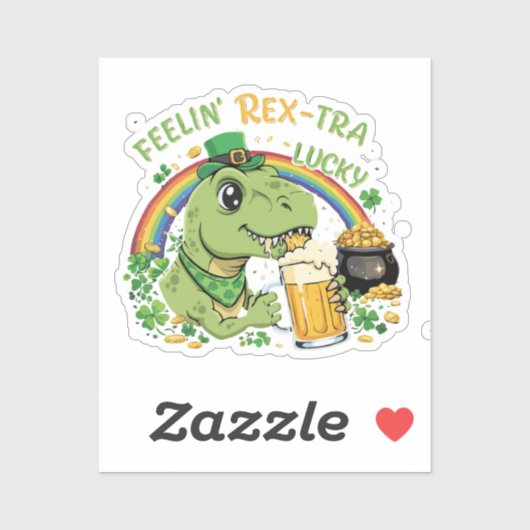 Funny Feelin' Rex-Tra Lucky T-Rex | St. Patrick's シール (シート)