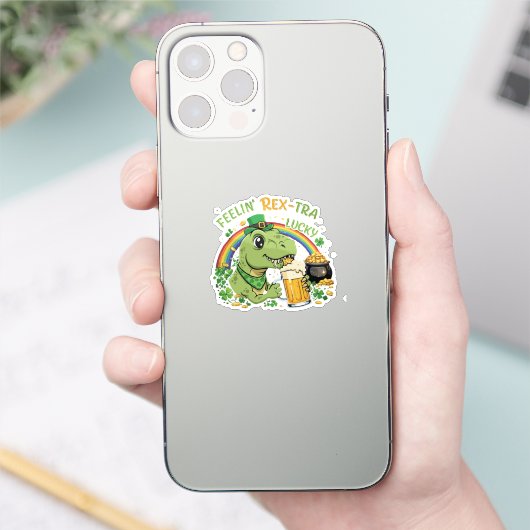 Funny Feelin' Rex-Tra Lucky T-Rex | St. Patrick's シール (スマートフォン)