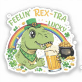 Funny Feelin' Rex-Tra Lucky T-Rex | St. Patrick's シール (正面)