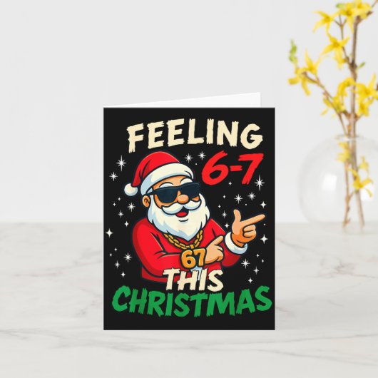 Funny Feeling 67 This Christmas Six Seven Meme Kid カード (黄色い花)