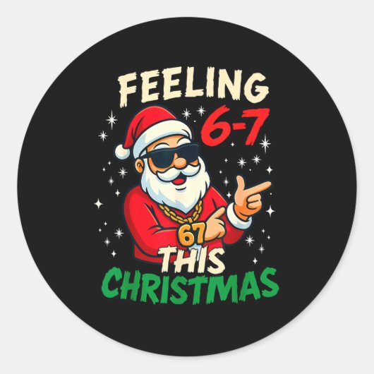 Funny Feeling 67 This Christmas Six Seven Meme Kid ラウンドシール (正面)