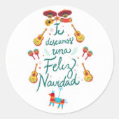 Funny feliz navidad ラウンドシール (正面)