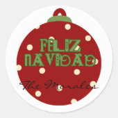 Funny feliz navidad ラウンドシール (正面)
