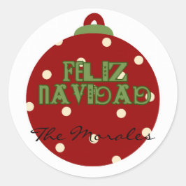 Funny feliz navidad ラウンドシール