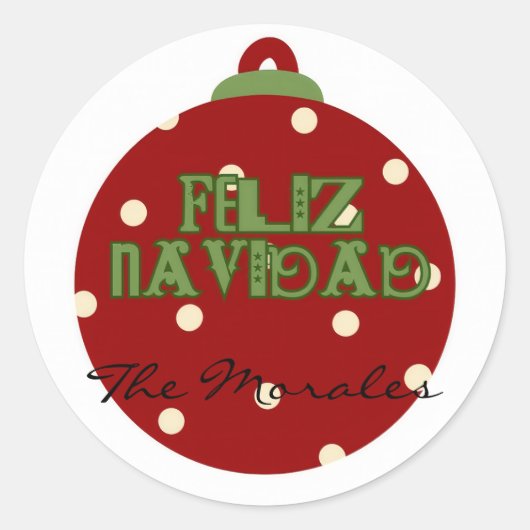 Funny feliz navidad ラウンドシール (正面)