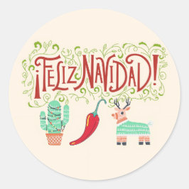 Funny feliz navidad ラウンドシール