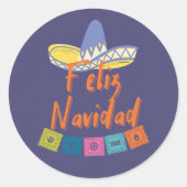 Funny feliz navidad ラウンドシール (正面)