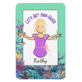 Funny Female Cartoon Tropical Vacation Cruise マグネット (縦)