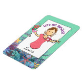 Funny Female Cartoon Tropical Vacation Cruise マグネット (左側)