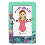 Funny Female Cartoon Tropical Vacation Cruise マグネット (縦)