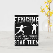 Funny Fencing Design Make New Friends And Stab The カード (黄色い花)