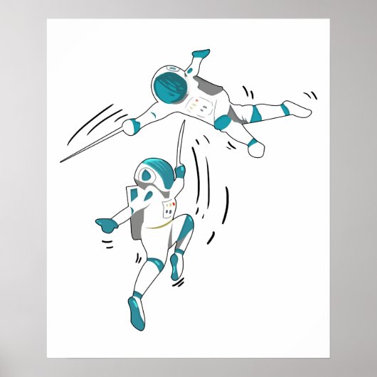 funny-fencing-in-space-gift-for-a-fencer-t-shirt_B ポスター (正面)