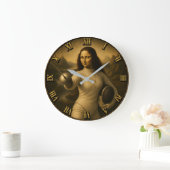 Funny Fencing Mona Lisa Épée Foil Saber Gift ラージ壁時計 (ホーム)