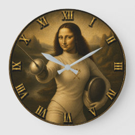 Funny Fencing Mona Lisa Épée Foil Saber Gift ラージ壁時計