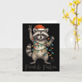 Funny Feral And Festive Raccoon Santa Hat Retro Ch カード (黄色い花)