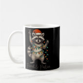 Funny Feral And Festive Raccoon Santa Hat Retro Ch コーヒーマグカップ (左)