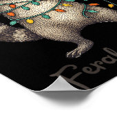 Funny Feral And Festive Raccoon Santa Hat Retro Ch ポスター (角)