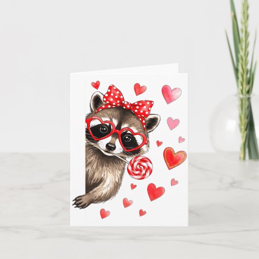 Funny Feral Raccoon Valentine's Day Sarcastic Humo カード (正面)
