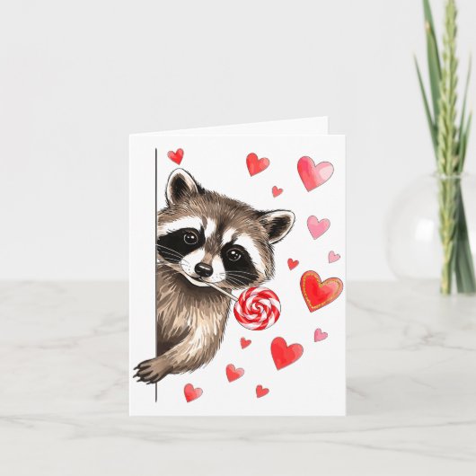 Funny Feral Raccoon Valentine's Day Sarcastic Humo カード (正面)