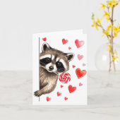 Funny Feral Raccoon Valentine's Day Sarcastic Humo カード (黄色い花)