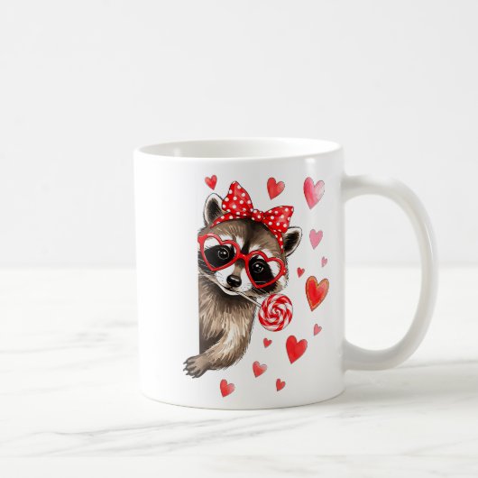 Funny Feral Raccoon Valentine's Day Sarcastic Humo コーヒーマグカップ (右)