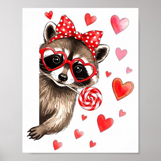 Funny Feral Raccoon Valentine's Day Sarcastic Humo ポスター (正面)