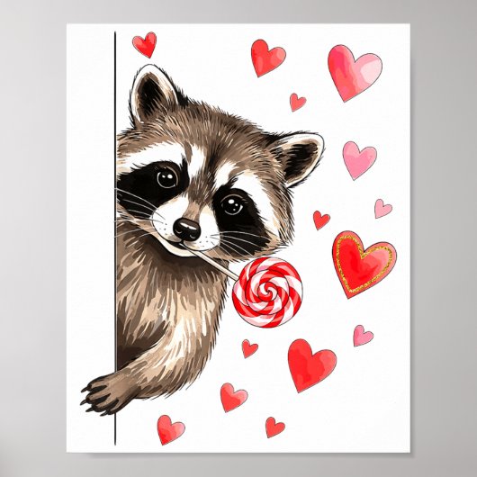 Funny Feral Raccoon Valentine's Day Sarcastic Humo ポスター (正面)