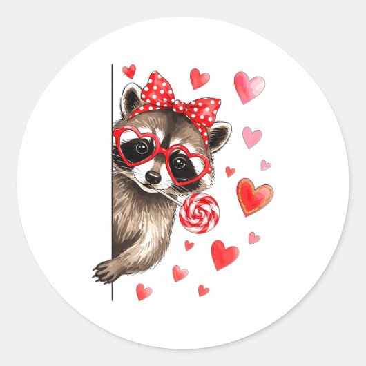 Funny Feral Raccoon Valentine's Day Sarcastic Humo ラウンドシール (正面)