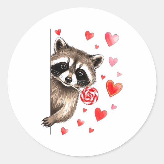 Funny Feral Raccoon Valentine's Day Sarcastic Humo ラウンドシール (正面)