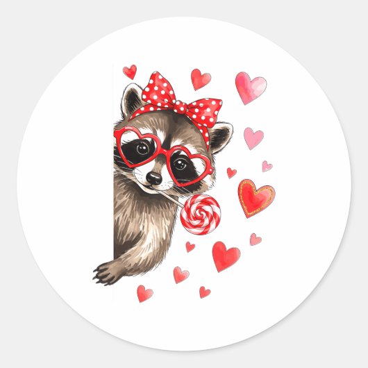 Funny Feral Raccoon Valentine's Day Sarcastic Humo ラウンドシール (正面)