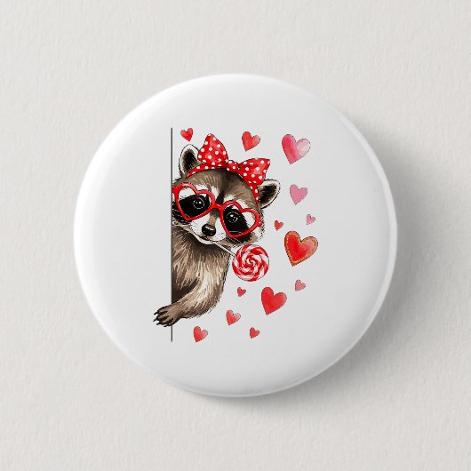 Funny Feral Raccoon Valentine's Day Sarcastic Humo 缶バッジ (正面)