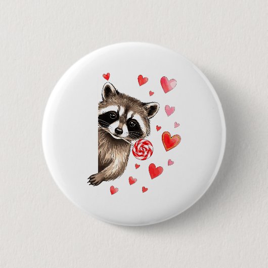 Funny Feral Raccoon Valentine's Day Sarcastic Humo 缶バッジ (正面)