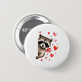 Funny Feral Raccoon Valentine's Day Sarcastic Humo 缶バッジ (正面&裏面)