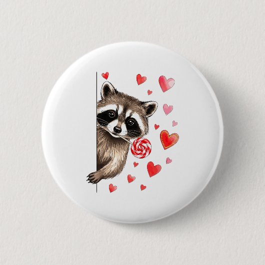 Funny Feral Raccoon Valentine's Day Sarcastic Humo 缶バッジ (正面)